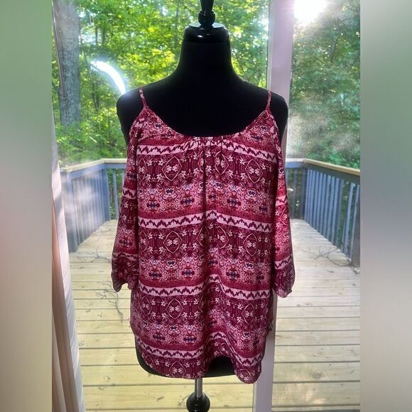 Pink Rose Cold Shoulder Top - Picture 1 of 6